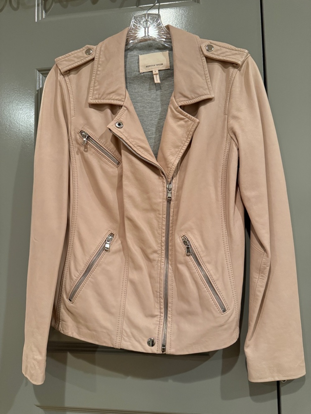 Rebecca Taylor Blush Leather Moto Jacket